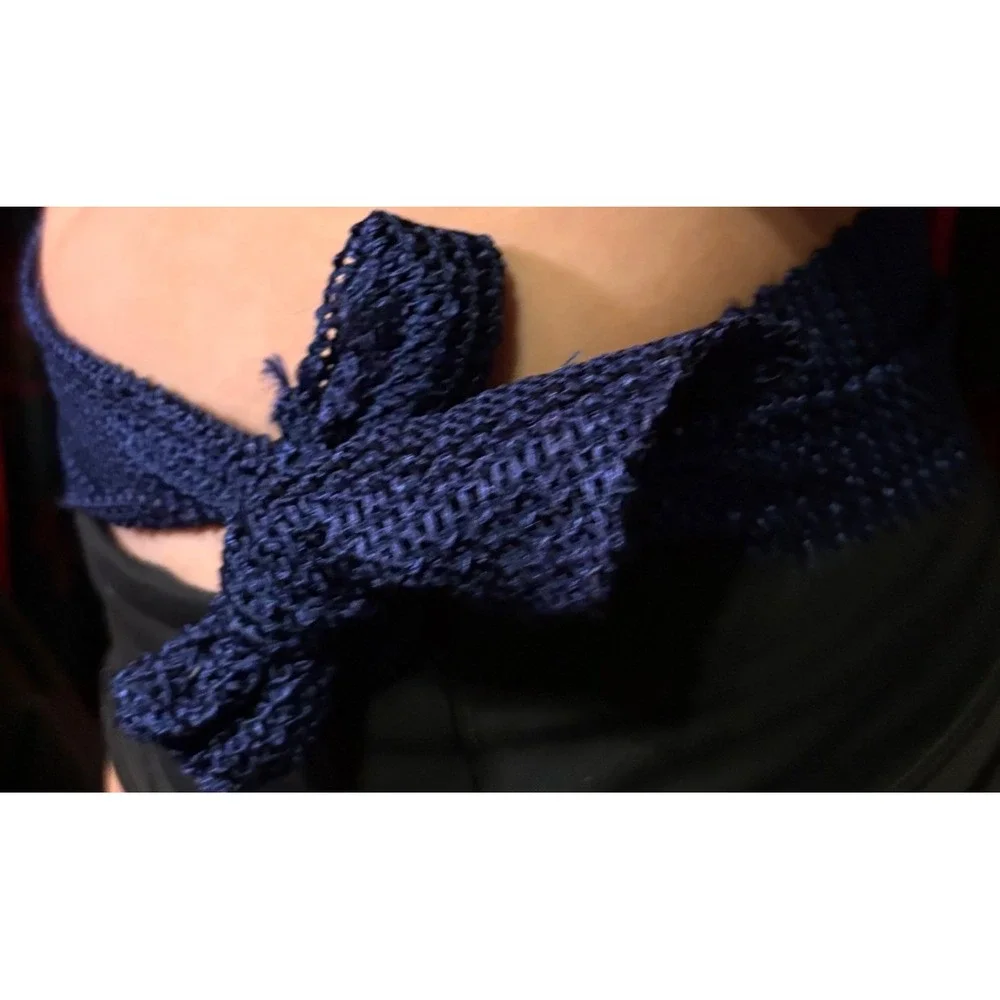 Knit Sash Belt Women's Navy Blue Good Open Mesh Tie Waist Accessory